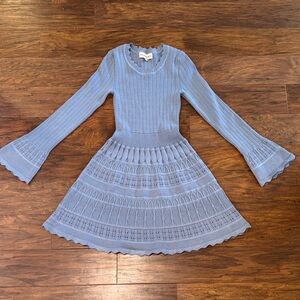 Chic Long Sleeve Blue Dress